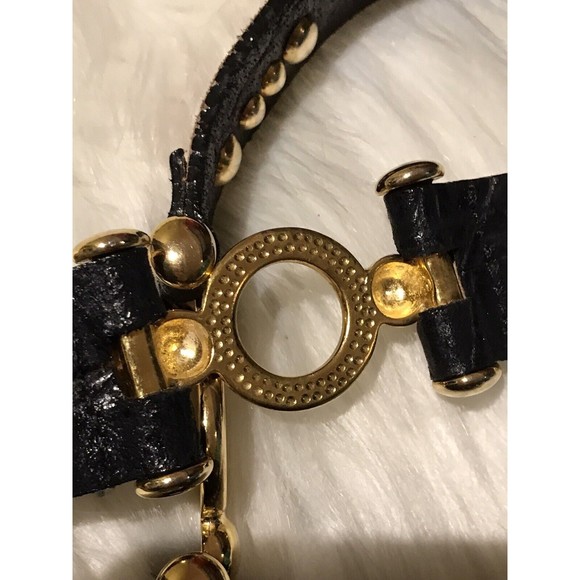 Stunning Hyde Collection Metallic Snakeskin Belt w. Golden Studs and Rings Sz M main image 4
